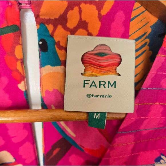 FARM Rio Painted Toucans Tiered Midi Colorful Dress Size Medium Vacation - Picture 2 of 10